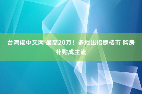 台湾佬中文网 最高20万！多地出招稳楼市 购房补贴成主流