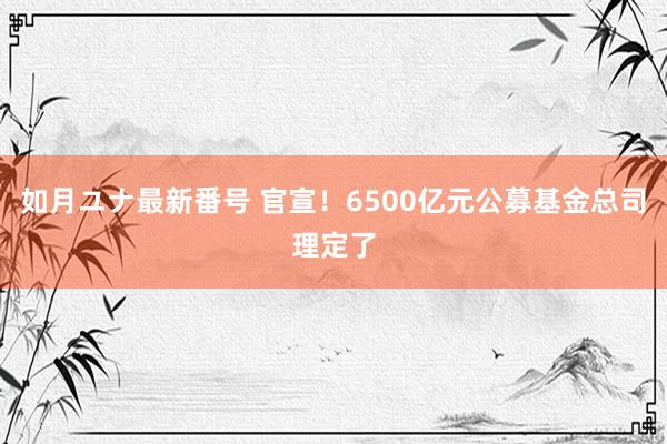 如月ユナ最新番号 官宣！6500亿元公募基金总司理定了