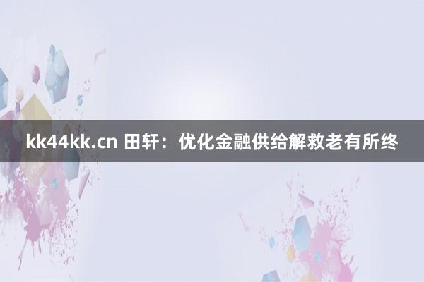 kk44kk.cn 田轩：优化金融供给解救老有所终