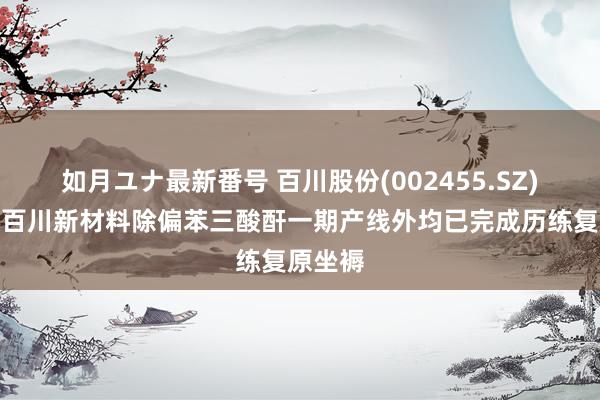 如月ユナ最新番号 百川股份(002455.SZ)：南通百川新材料除偏苯三酸酐一期产线外均已完成历练复原坐褥