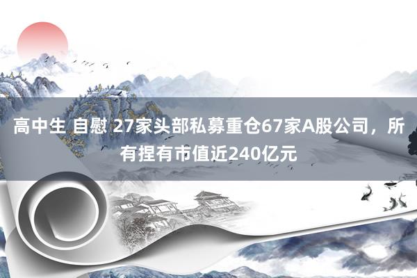 高中生 自慰 27家头部私募重仓67家A股公司，所有捏有市值近240亿元