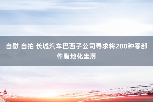 自慰 自拍 长城汽车巴西子公司寻求将200种零部件腹地化坐蓐