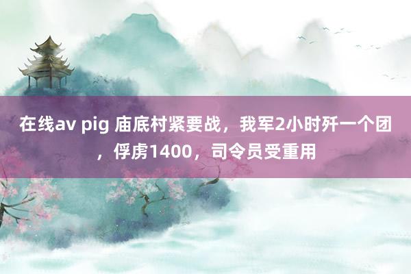 在线av pig 庙底村紧要战，我军2小时歼一个团，俘虏1400，司令员受重用