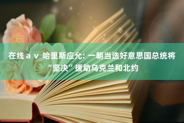 在线ａｖ 哈里斯应允: 一朝当选好意思国总统将“坚决”援助乌克兰和北约