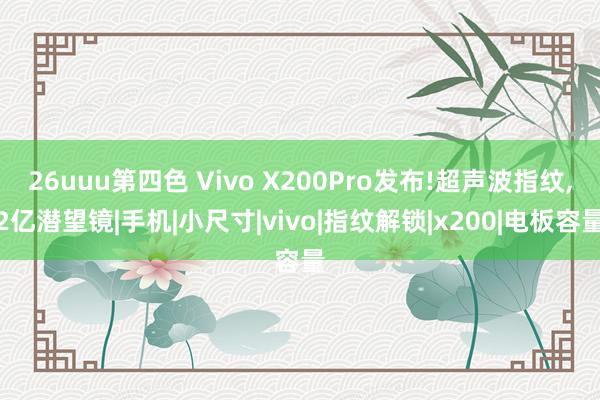 26uuu第四色 Vivo X200Pro发布!超声波指纹，2亿潜望镜|手机|小尺寸|vivo|指纹解锁|x200|电板容量