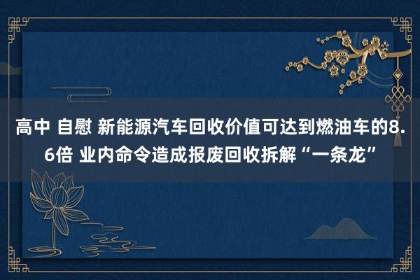 高中 自慰 新能源汽车回收价值可达到燃油车的8.6倍 业内命令造成报废回收拆解“一条龙”